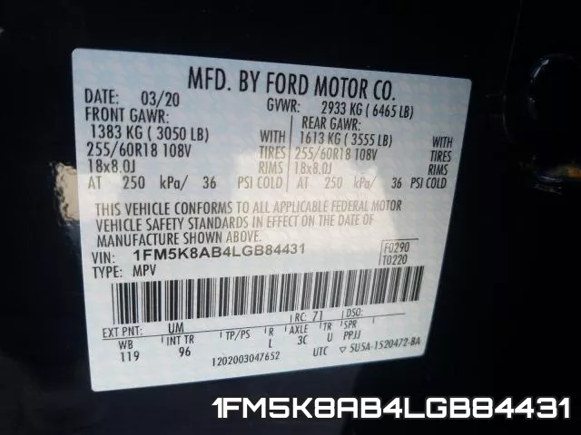 1FM5K8AB4LGB84431 фото 2