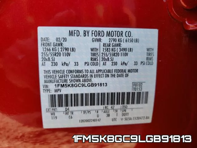 1FM5K8GC9LGB91813 фото 2