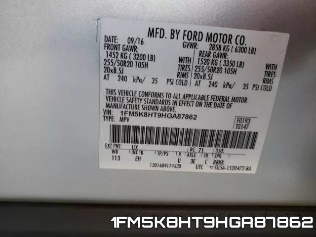 1FM5K8HT9HGA87862 фото 2