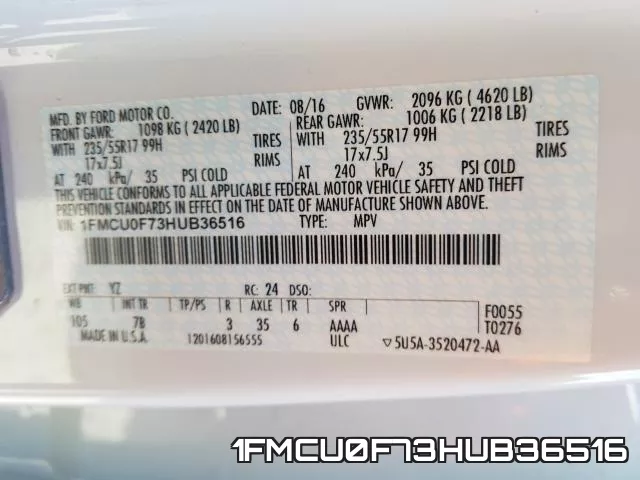 1FMCU0F73HUB36516 фото 2