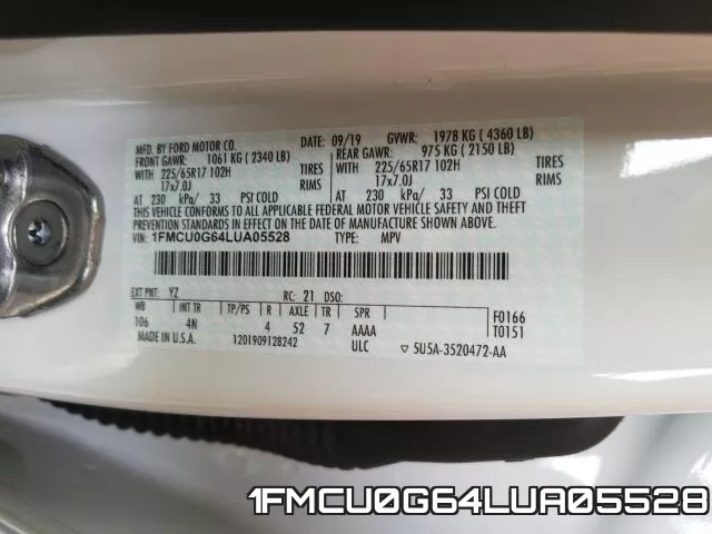 1FMCU0G64LUA05528 фото 2