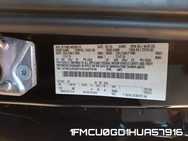 1FMCU0GD1HUA57916 фото 2