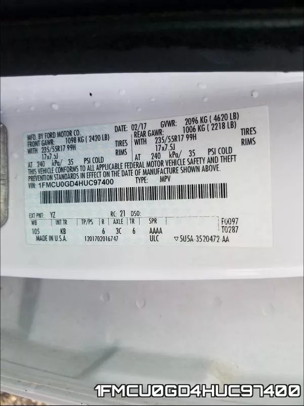 1FMCU0GD4HUC97400 фото 2