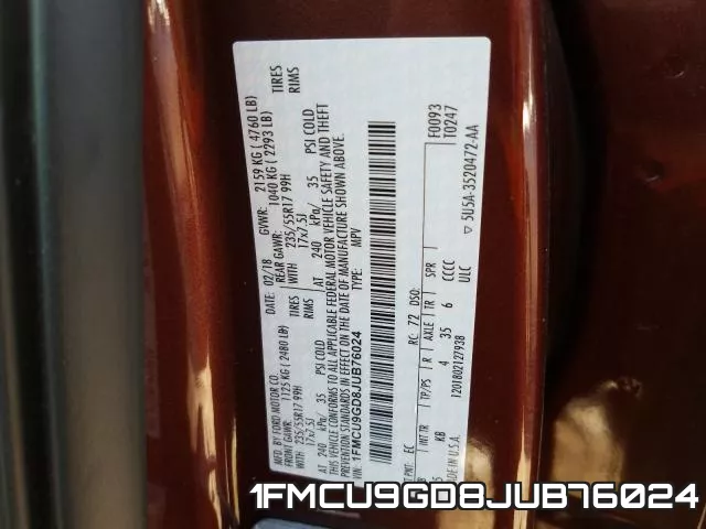1FMCU9GD8JUB76024 фото 2