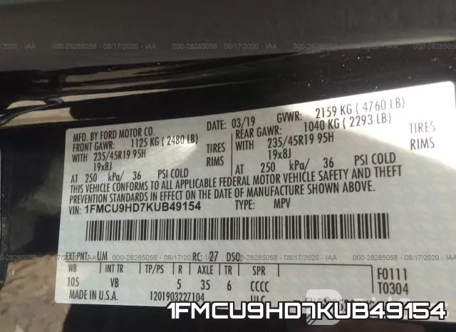 1FMCU9HD7KUB49154 фото 10