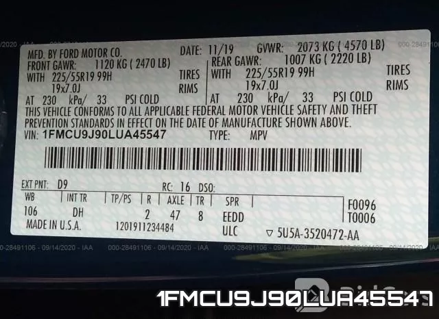 1FMCU9J90LUA45547 фото 10