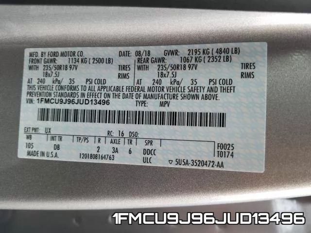 1FMCU9J96JUD13496 фото 2