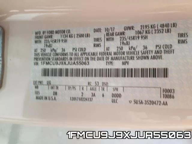 1FMCU9J9XJUA55063 фото 2