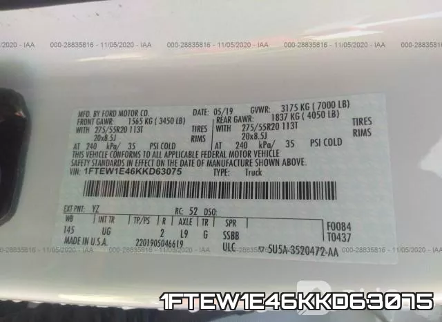 1FTEW1E46KKD63075 фото 9