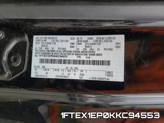 1FTEX1EP0KKC94553 фото 2