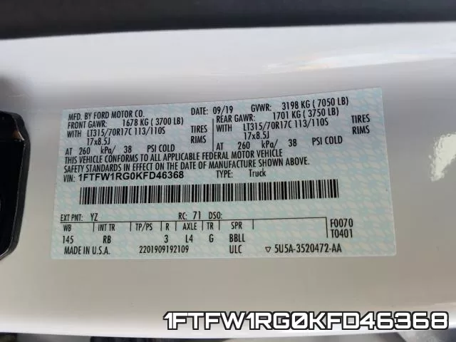 1FTFW1RG0KFD46368 фото 2