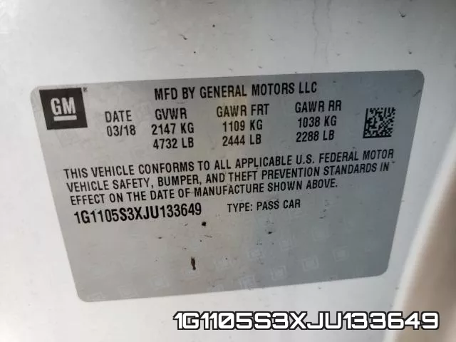 1G1105S3XJU133649 фото 2