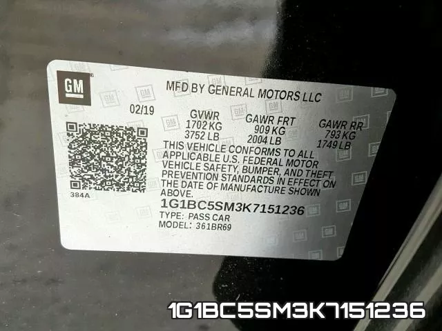 1G1BC5SM3K7151236 фото 2