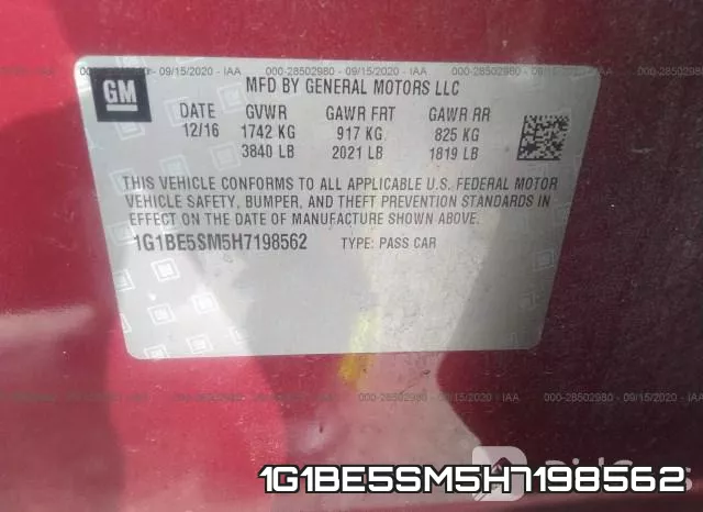 1G1BE5SM5H7198562 фото 10