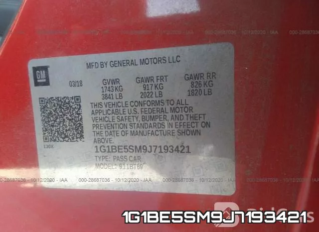 1G1BE5SM9J7193421 фото 10