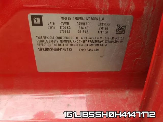 1G1JB5SH0H4147172 фото 2