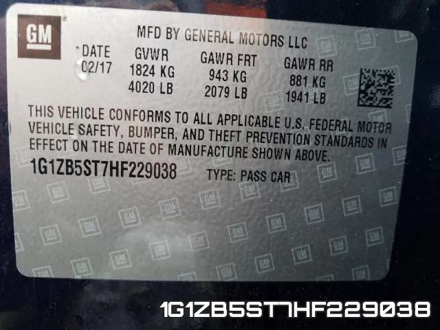 1G1ZB5ST7HF229038 фото 2