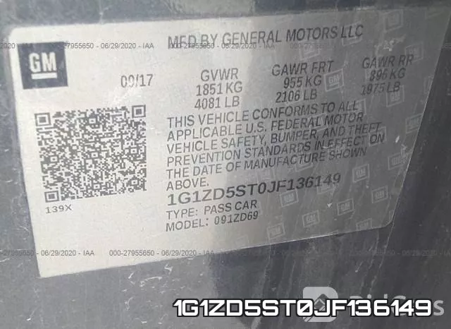 1G1ZD5ST0JF136149 фото 10