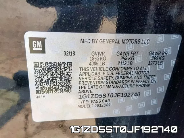 1G1ZD5ST0JF192740 фото 2
