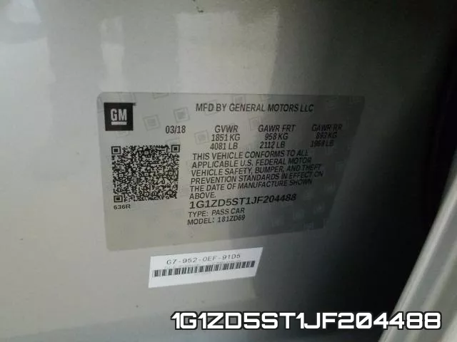 1G1ZD5ST1JF204488 фото 2