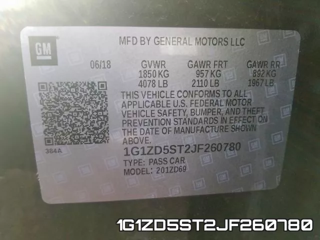 1G1ZD5ST2JF260780 фото 2