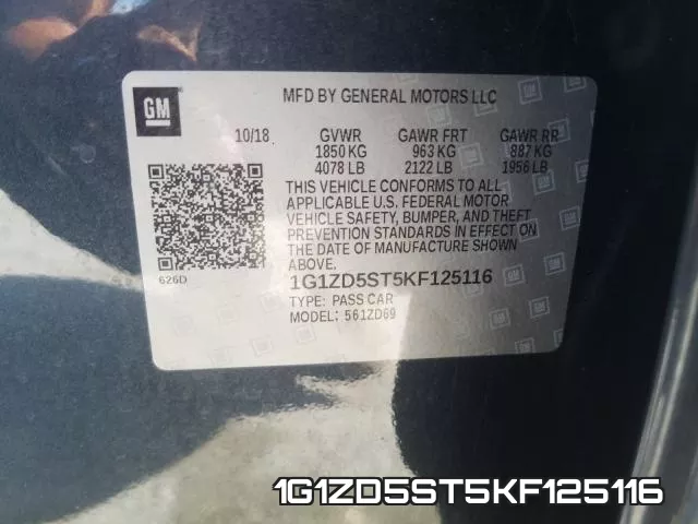 1G1ZD5ST5KF125116 фото 2