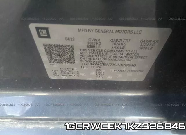 1GCRWCEK7KZ326846 фото 9
