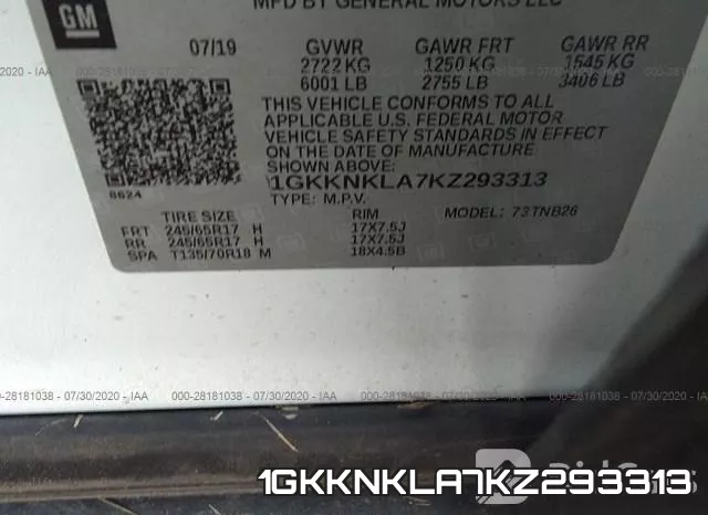 1GKKNKLA7KZ293313 фото 10