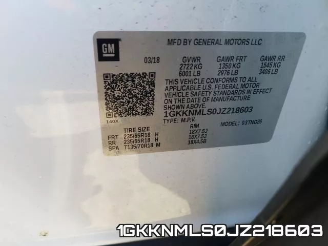 1GKKNMLS0JZ218603 фото 2