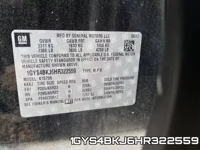 1GYS4BKJ6HR322559 фото 2