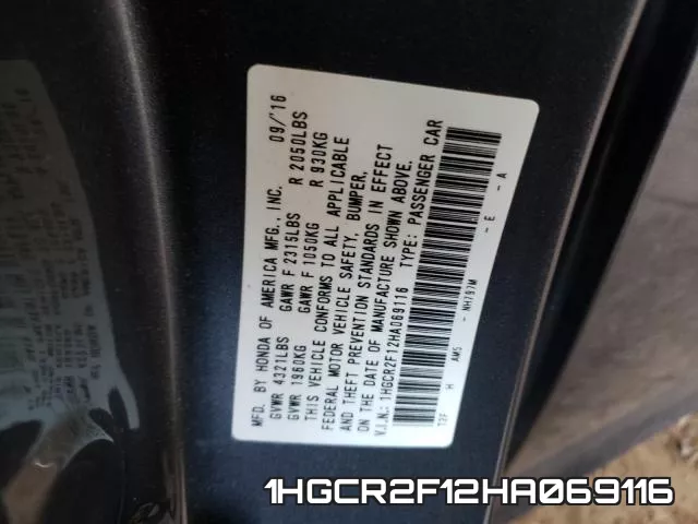 1HGCR2F12HA069116 фото 2