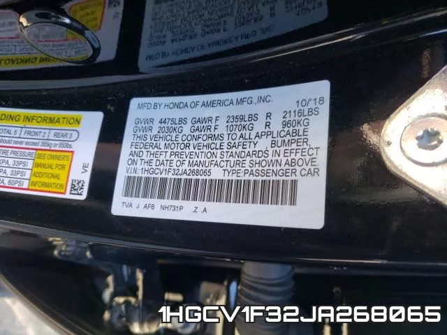 1HGCV1F32JA268065 фото 2