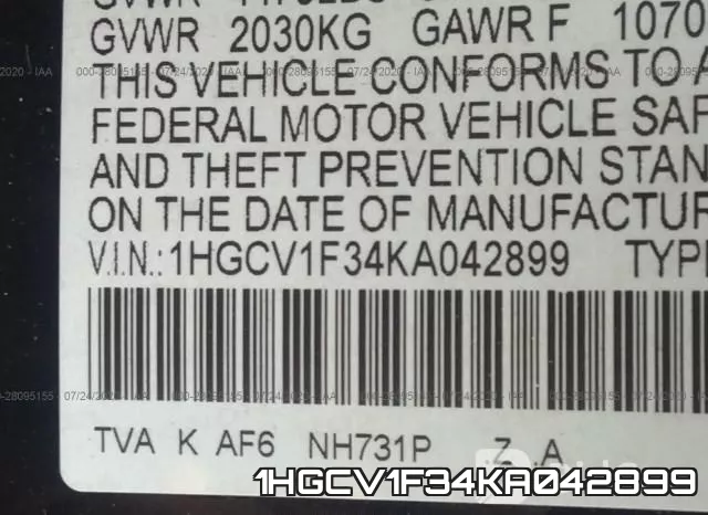 1HGCV1F34KA042899 фото 10