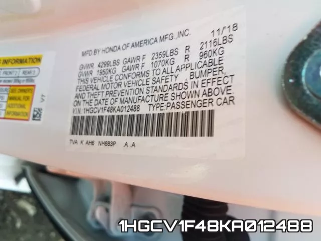 1HGCV1F48KA012488 фото 2