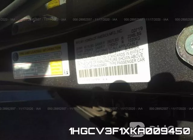 1HGCV3F1XKA009450 фото 2