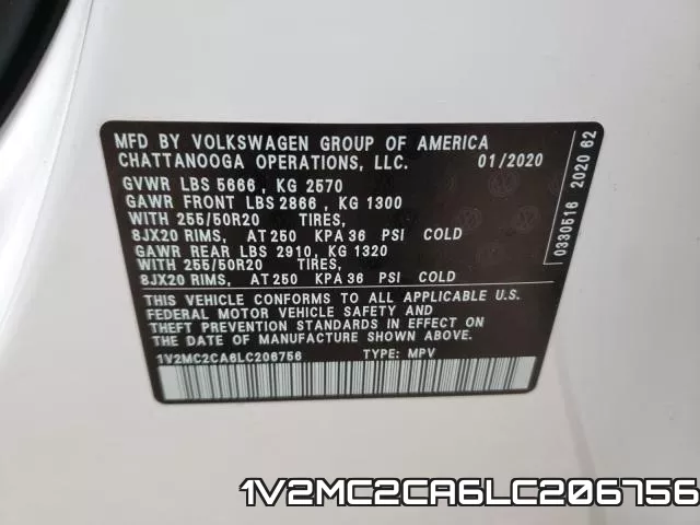 1V2MC2CA6LC206756 фото 2