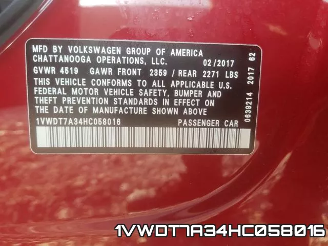 1VWDT7A34HC058016 фото 2