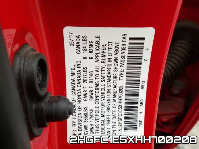 2HGFC1E5XHH700208 фото 2