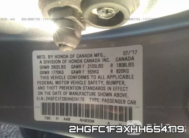 2HGFC1F3XHH654179 фото 10