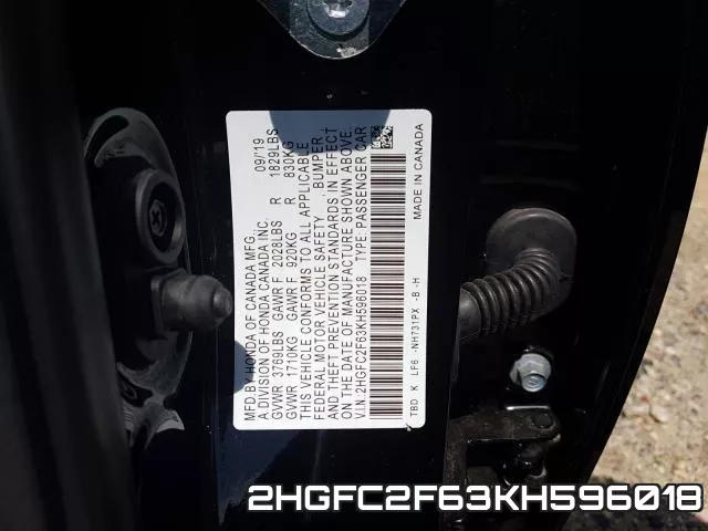 2HGFC2F63KH596018 фото 2