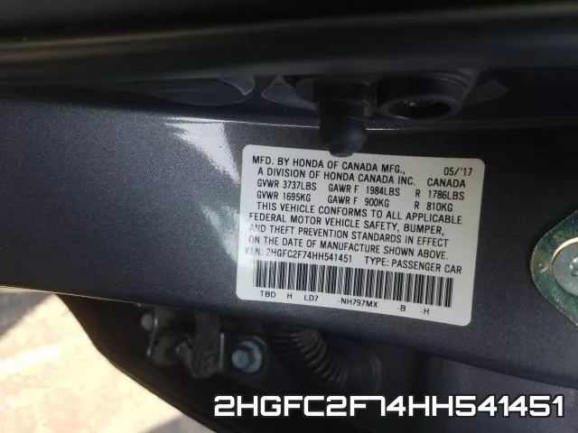 2HGFC2F74HH541451 фото 2