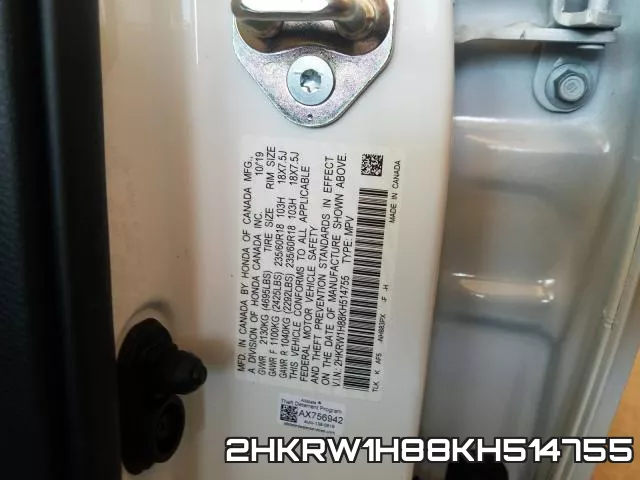 2HKRW1H88KH514755 фото 2