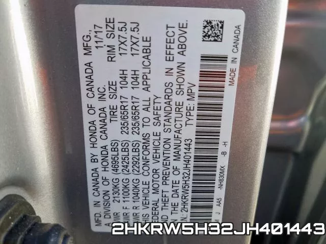 2HKRW5H32JH401443 фото 2