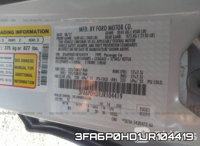 3FA6P0HD1JR104419 фото 10