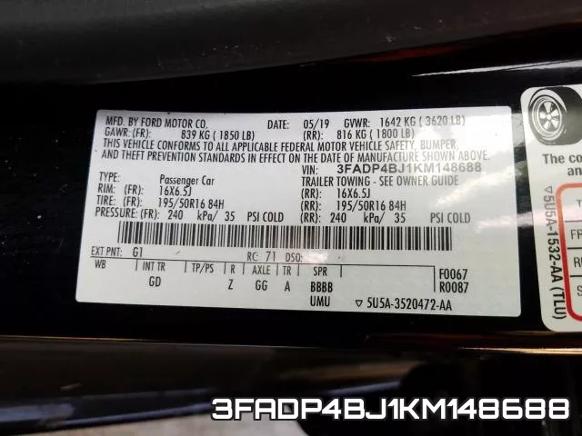 3FADP4BJ1KM148688 фото 2