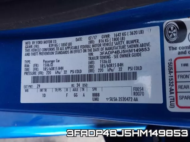 3FADP4BJ5HM149853 фото 2