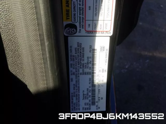 3FADP4BJ6KM143552 фото 2