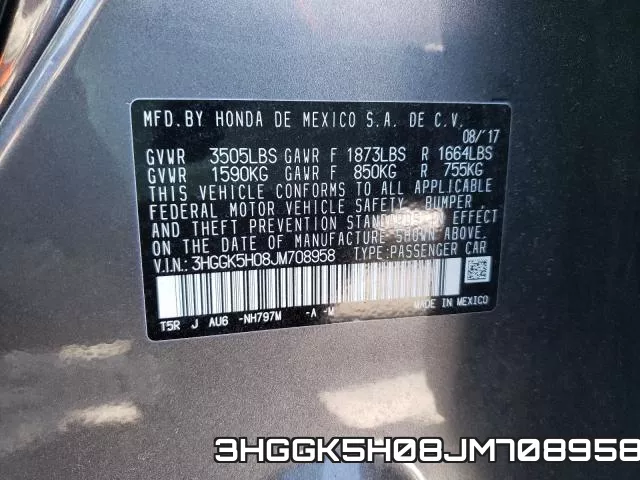 3HGGK5H08JM708958 фото 2
