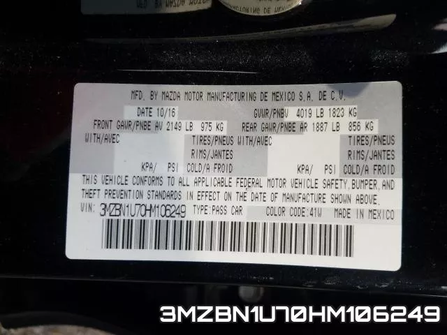 3MZBN1U70HM106249 фото 2