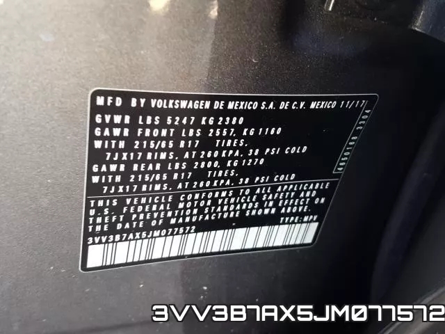 3VV3B7AX5JM077572 фото 2